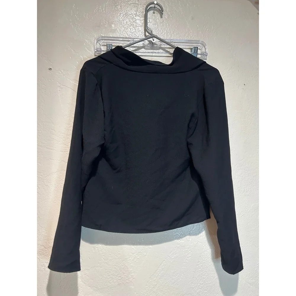 Zara Womens Black Cowl Neck Long Sleeve Cropped Top Size Small Business Casual - Picture 2 of 4